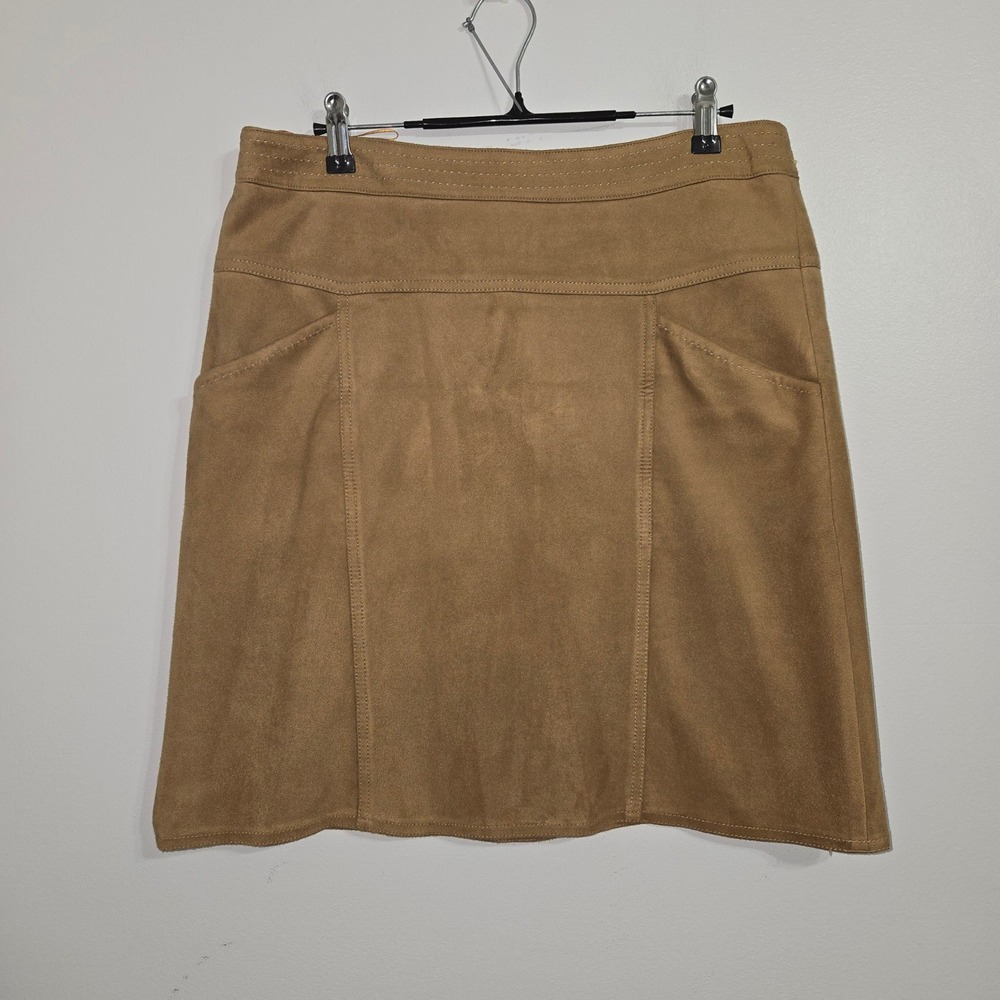 B#63 J.McLaughlin Tan Suede A-Line Mini‎ Skirt Size 6